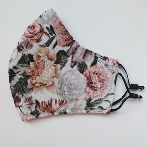 Floral Ivory Metallic Cotton Face Mask
